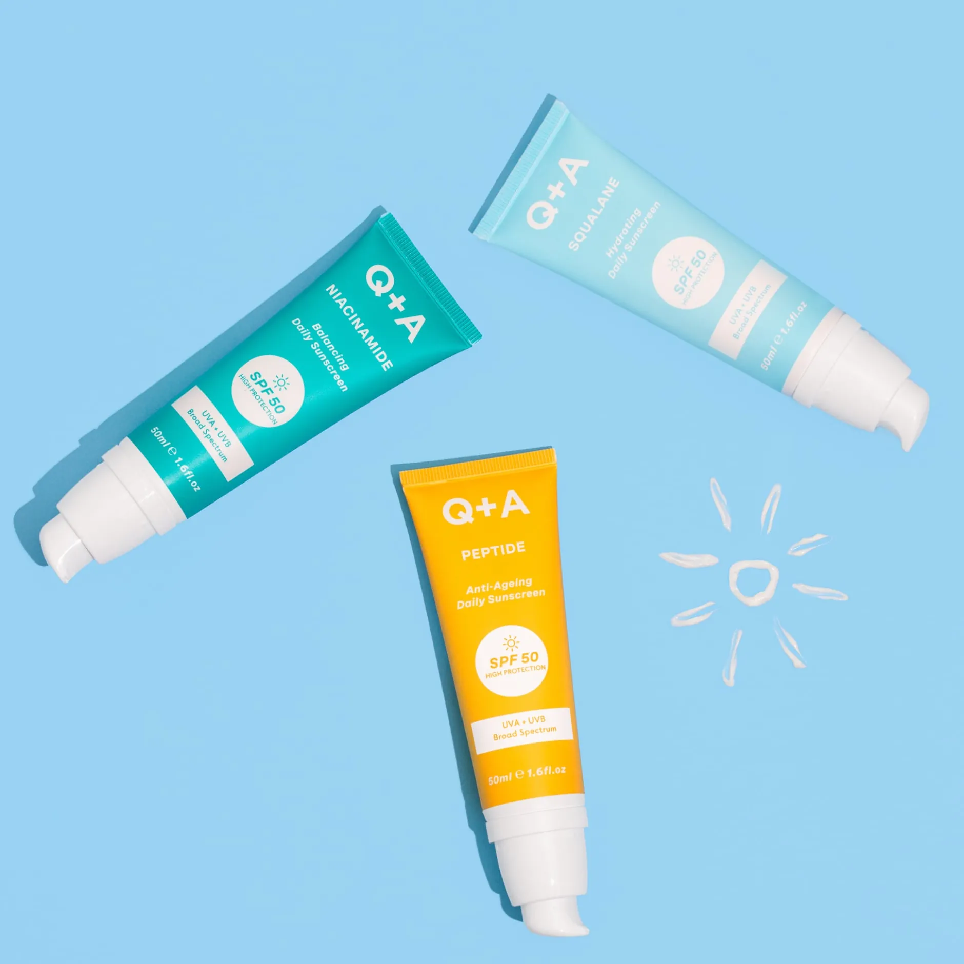 Q+A Peptide SPF50 Renewing Face Sunscreen 50 ml