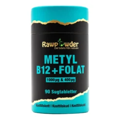 Rawpowder Metyl B12 1000μg + Folat 400μg 90 Sugtabletter