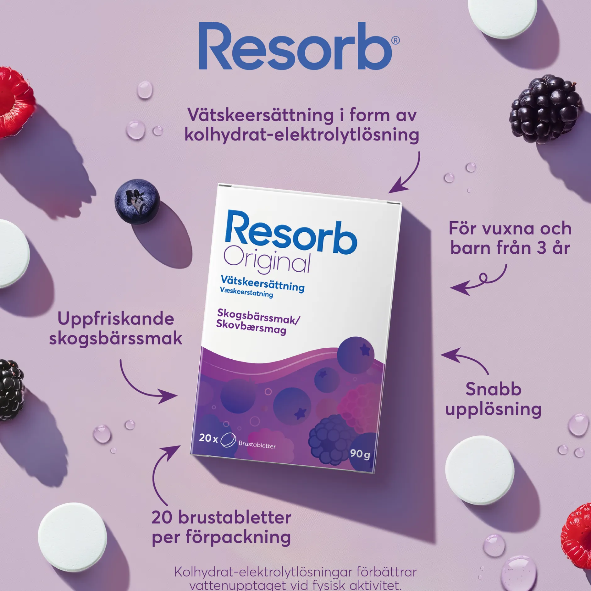 Resorb Original Refresh Vätskeersättning Skogsbär 90 g