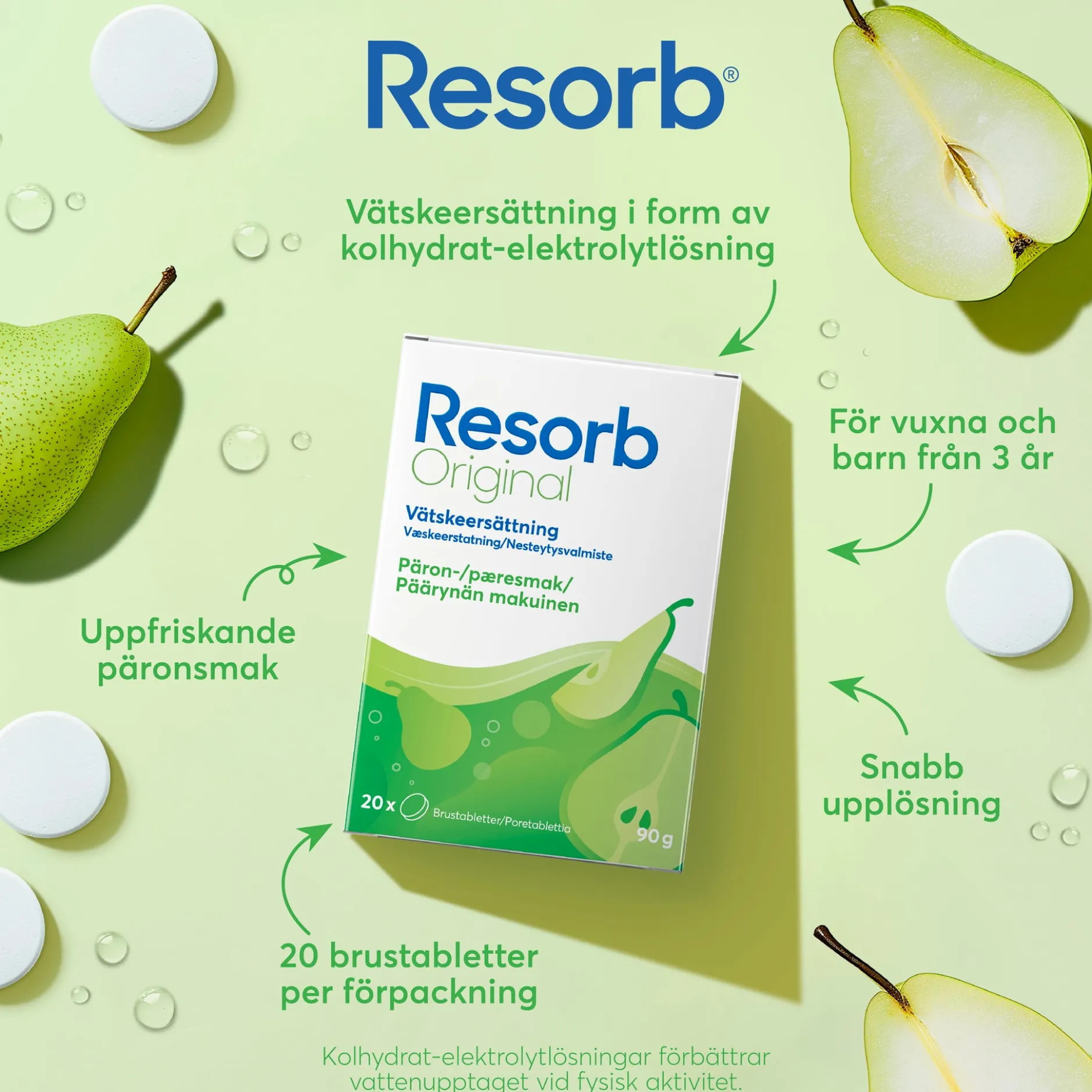 Resorb Original Vätskeersättning Päronsmak 90g