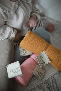 Rätt Start Rätt Start Muslinfiltar Beige, Gul & Rosa 3-pack