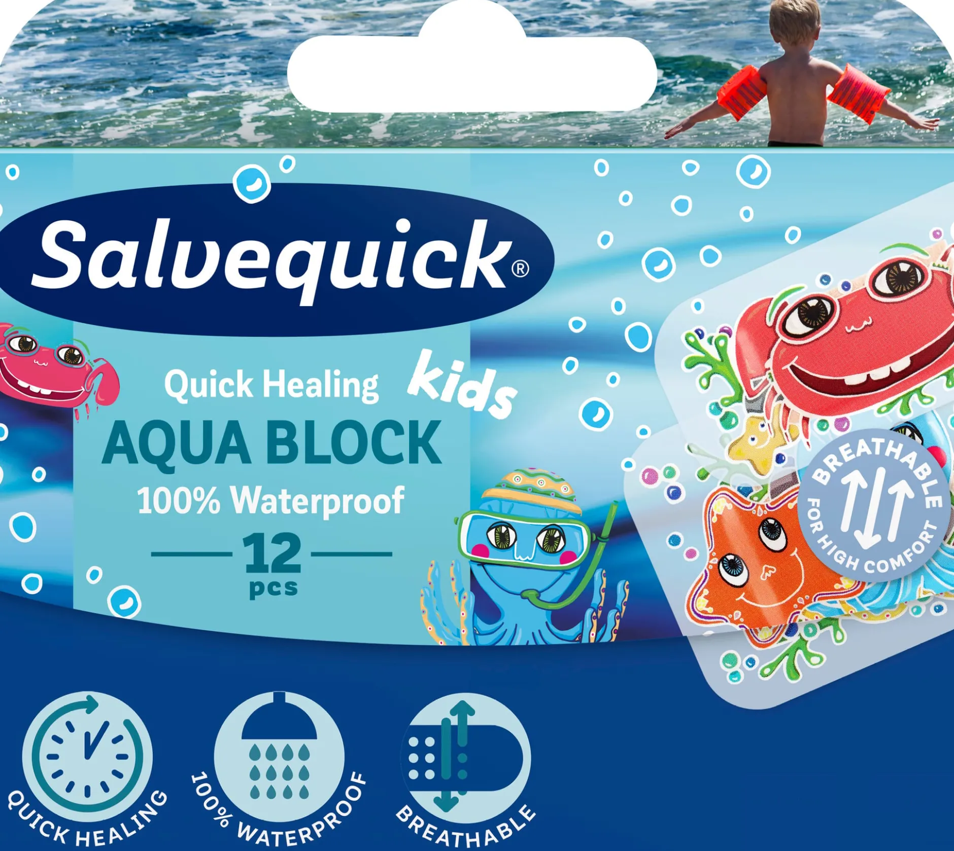 Salvequick Aqua Block Kids 12 st