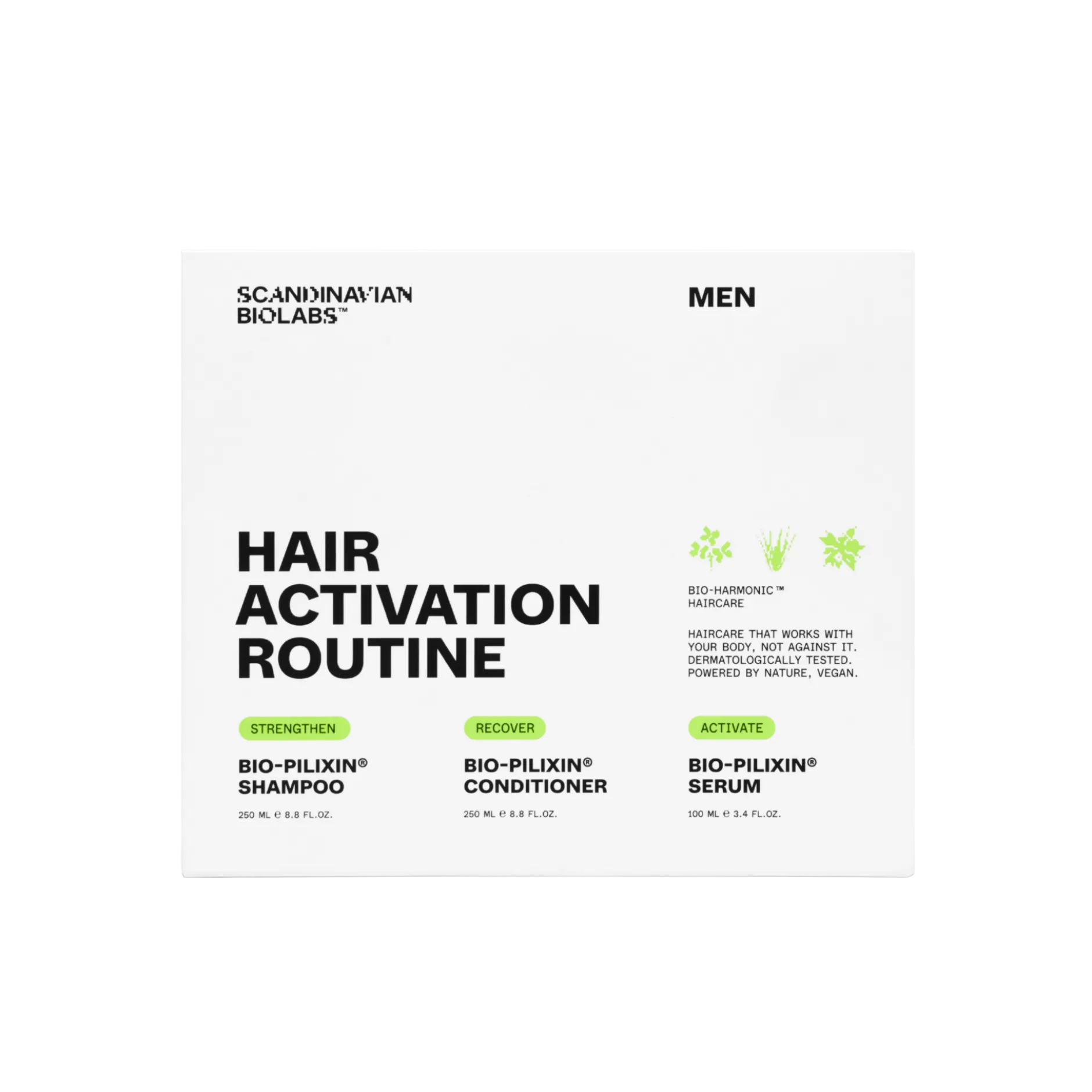 Scandinavian Biolabs Hair Routine Men Shampoo, Conditioner, Serum 600 ml