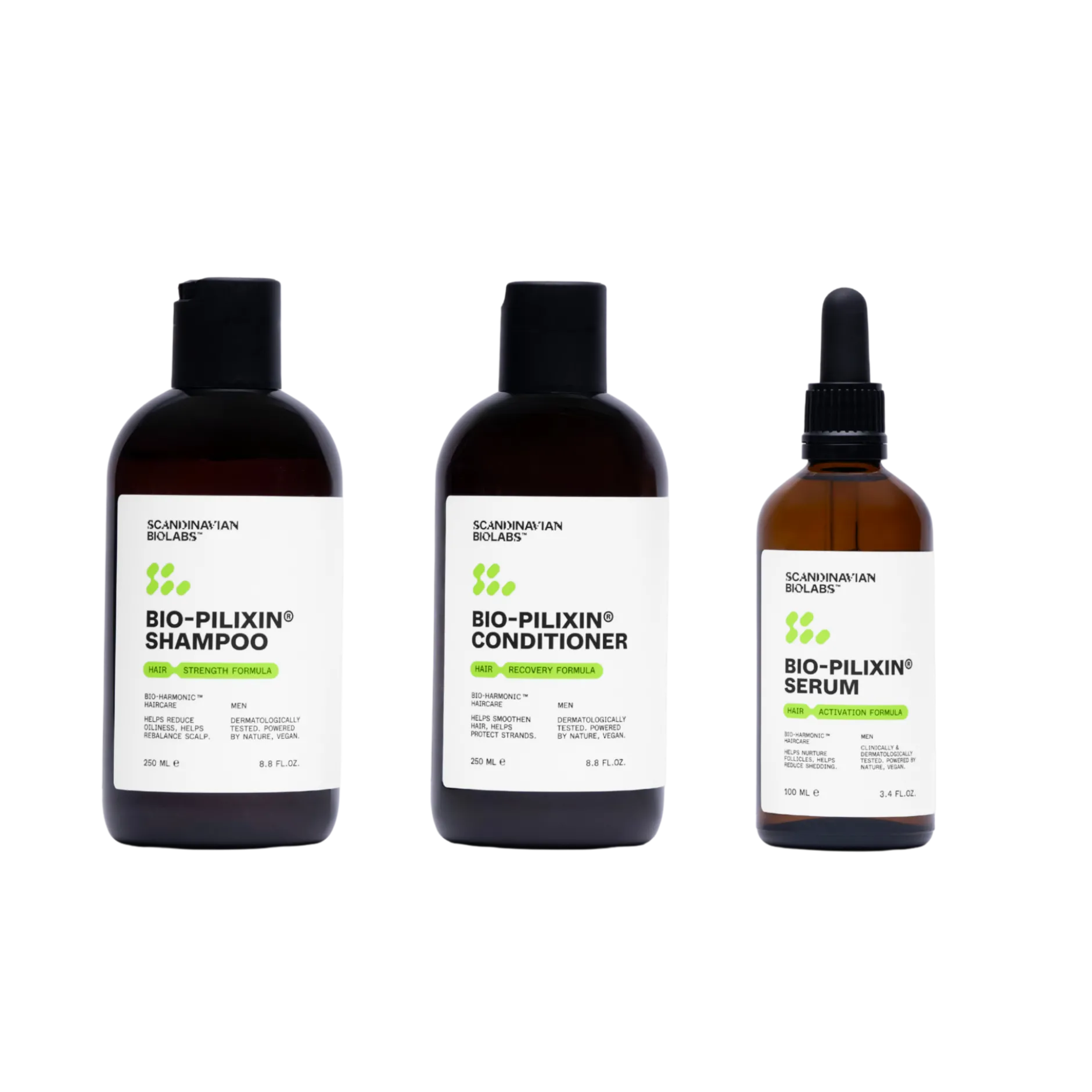 Scandinavian Biolabs Hair Routine Men Shampoo, Conditioner, Serum 600 ml