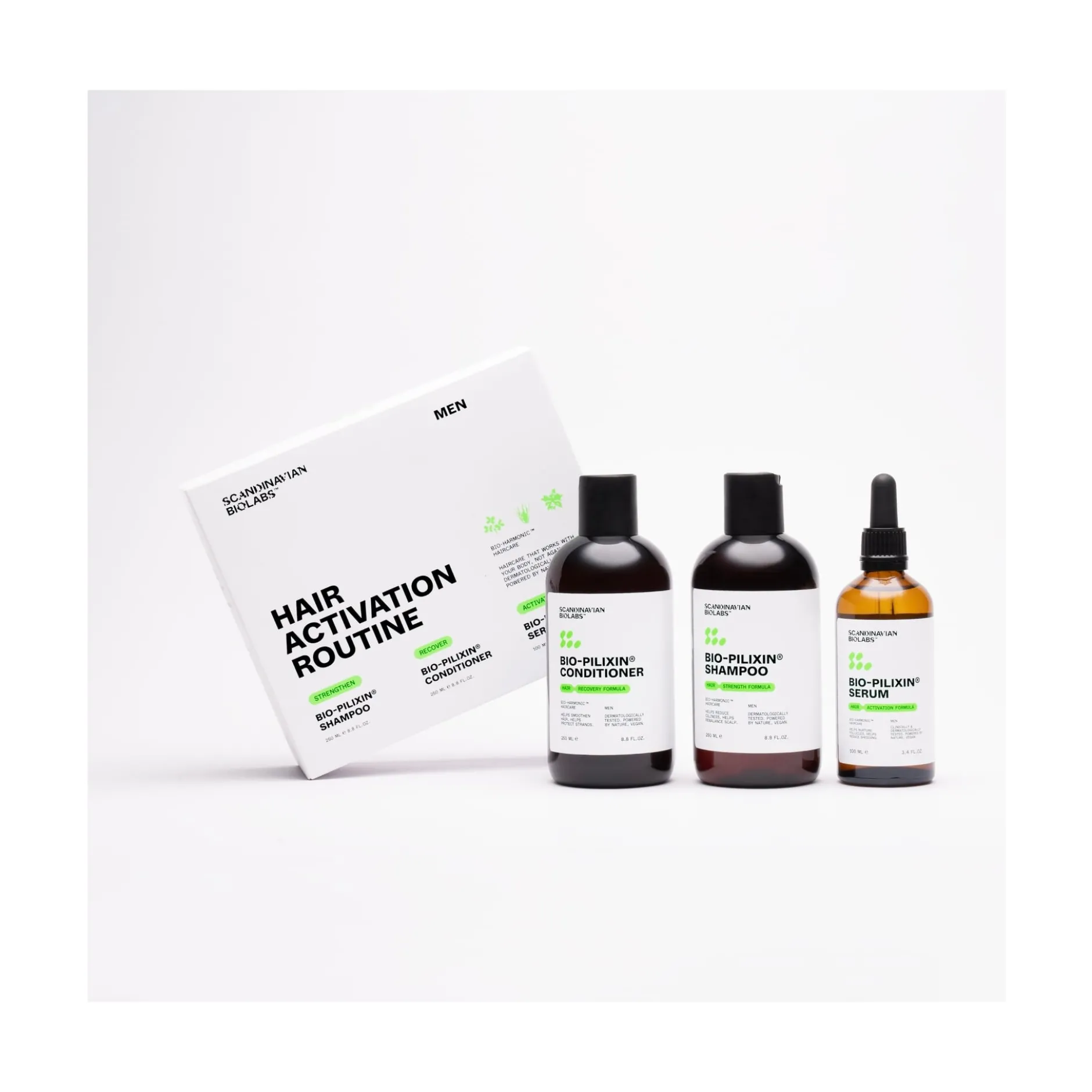 Scandinavian Biolabs Hair Routine Men Shampoo, Conditioner, Serum 600 ml