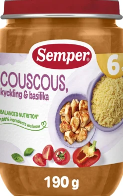 Semper Couscous Kyckling Basilika 6 månader 190 g