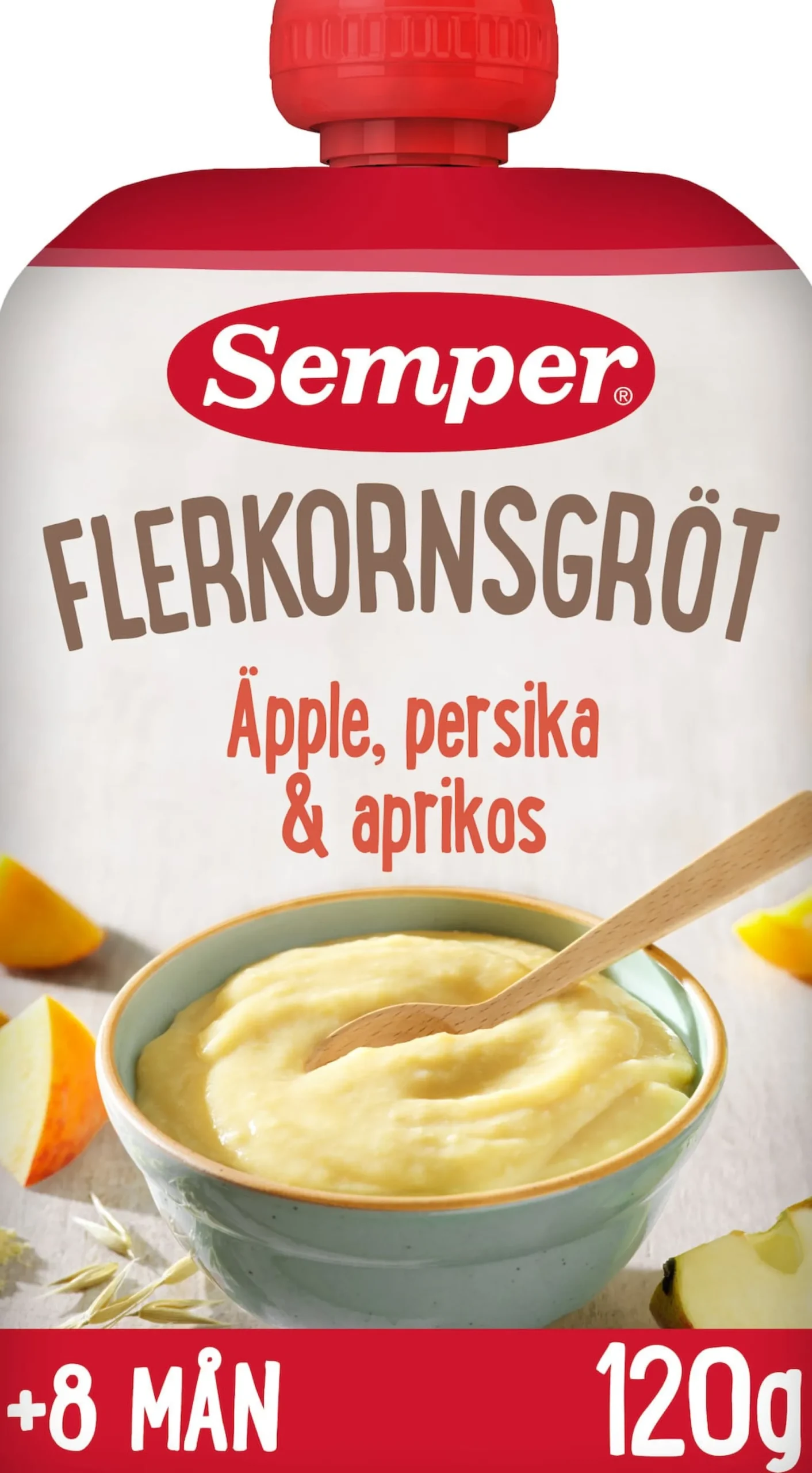 Semper Flerkornsgröt Äpple, persika & aprikos 120 g