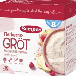 Semper Flerkornsgröt Päron/Äpple/Hallon från 8 månader