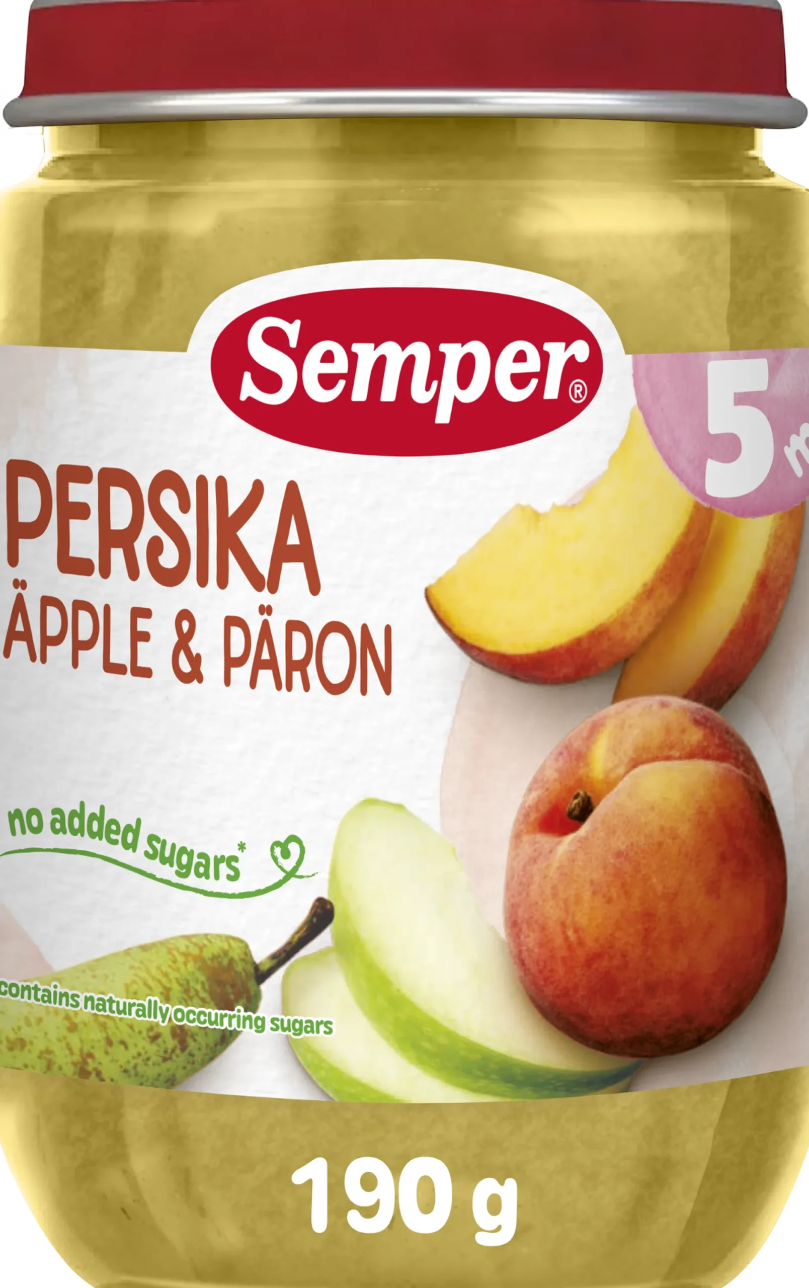 Semper Fruktpuré Persika, Äpple & Päron 5 månader 190 g
