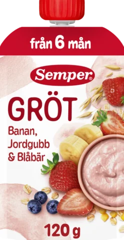 Semper Grötklämmis Jordgubb, Banan & Blåbär 120 g