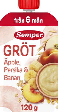 Semper Grötklämmis Äpple, Persika & Banan 120 g