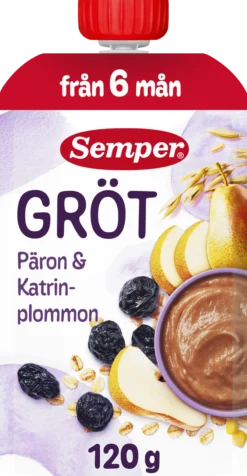 Semper Grötklämmis Päron & Katrinplommon 6 månader 120 g