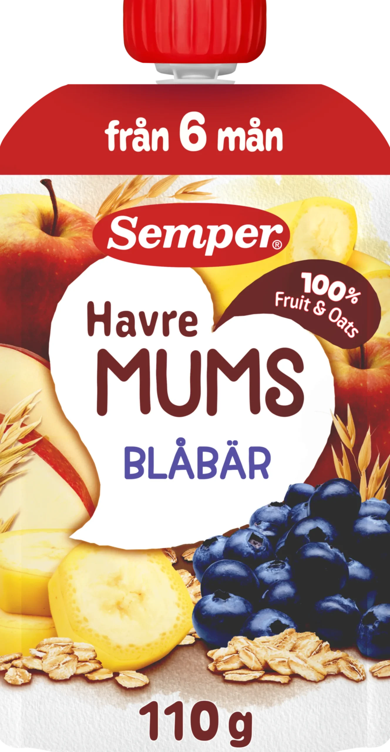 Semper Havremums Klämmis Blåbär från 6 månader 110 g