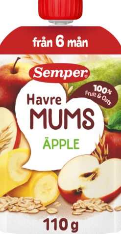 Semper Havremums Klämmis Äpple från 6 månader 110 g