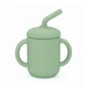 Silikonmugg med sugrör cameo green
