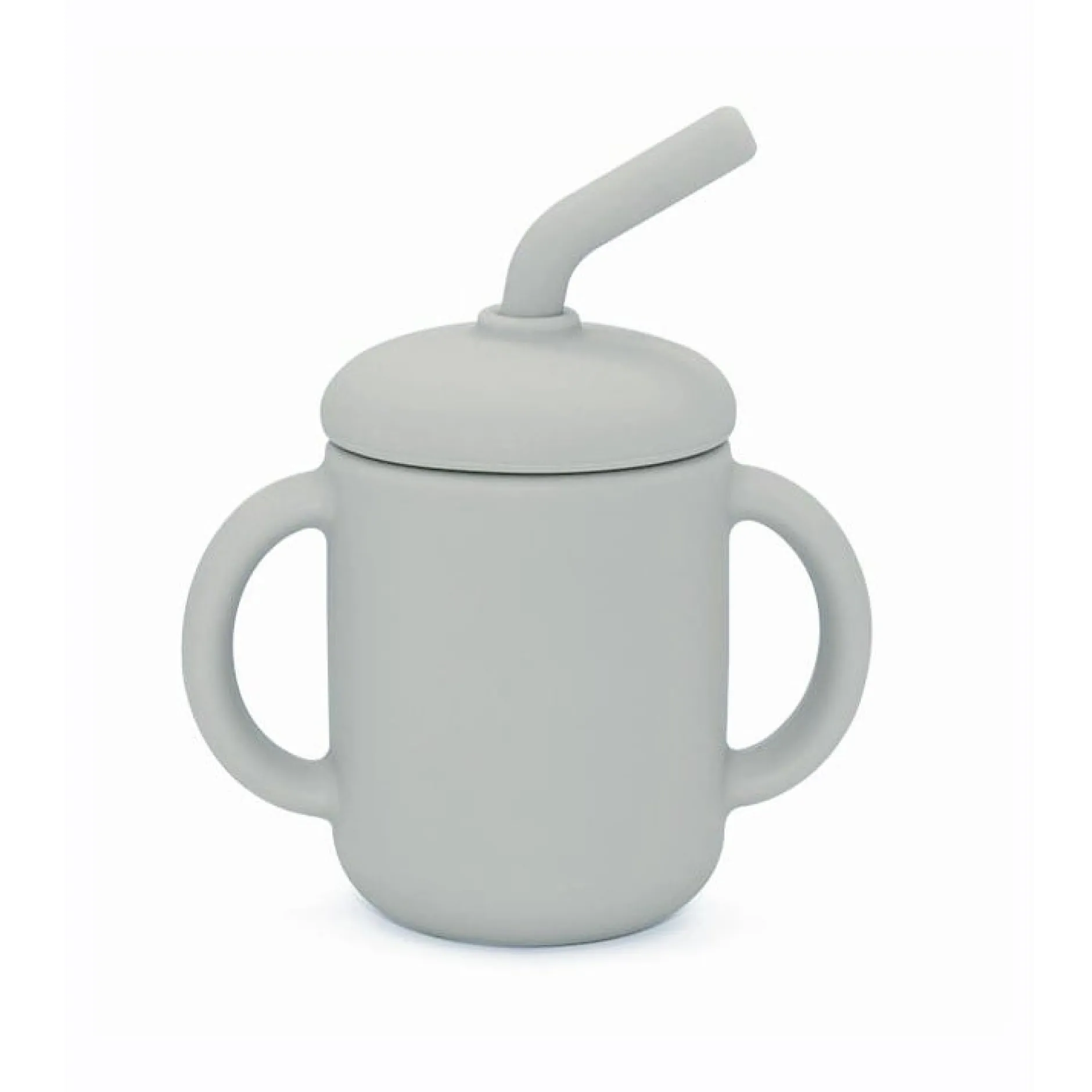 Silikonmugg med sugrör grå