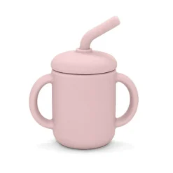 Silikonmugg med sugrör pale mauve