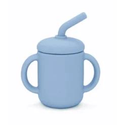 Silikonmugg med sugrör stone blue