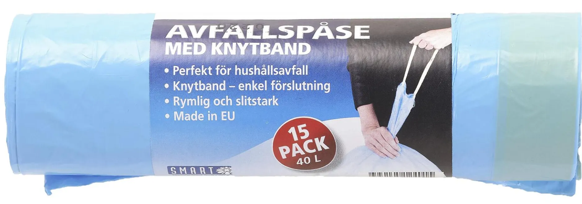 Smart Microfiber Avfallspåse med Knytband 15-pack 40L