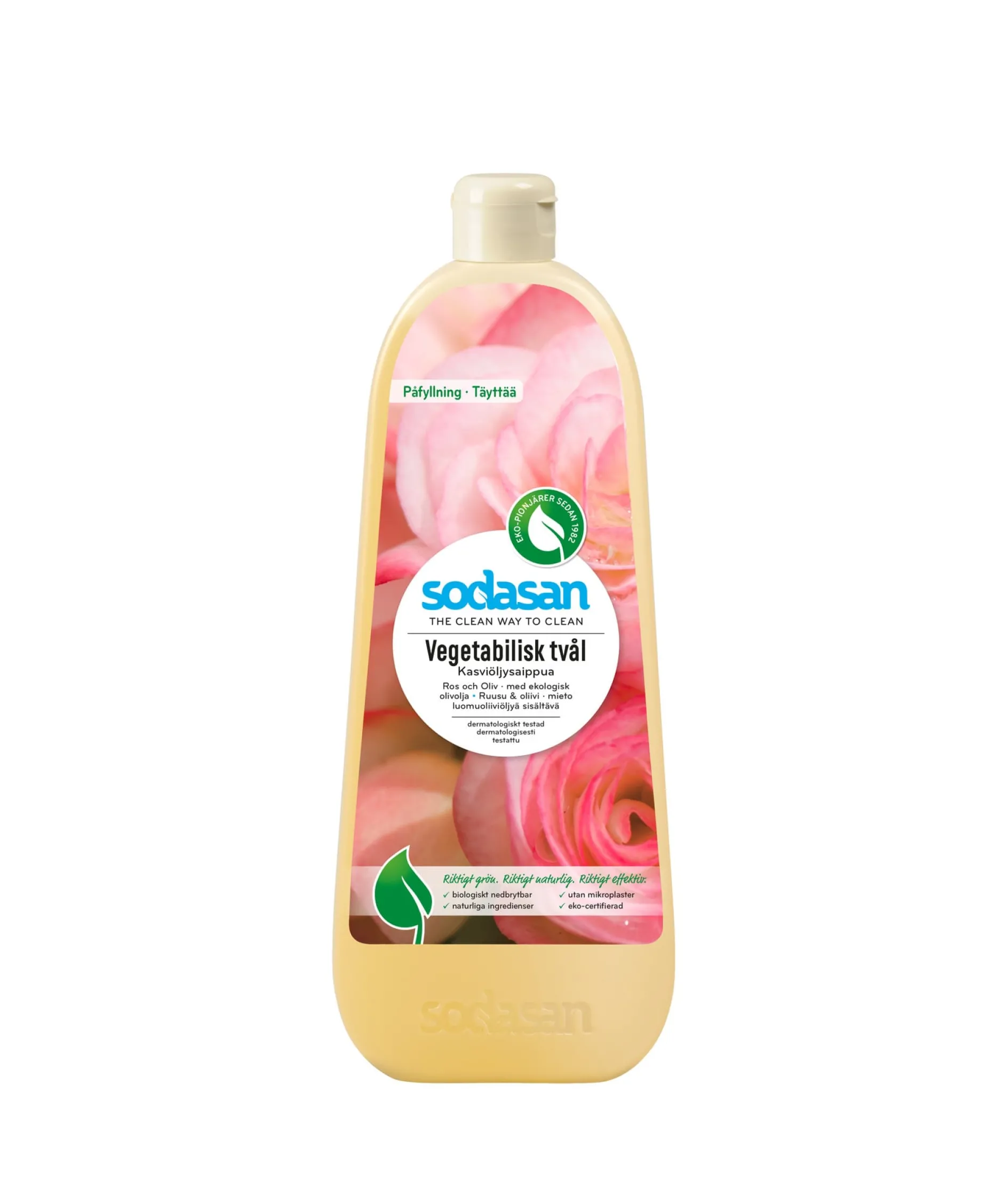 Sodasan Vegetabilisk Tvål Ros & Oliv 1 liter