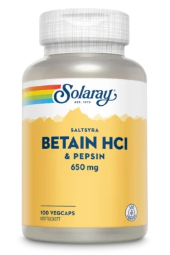 Solaray Betain HCI & Pepsin 100 kapslar