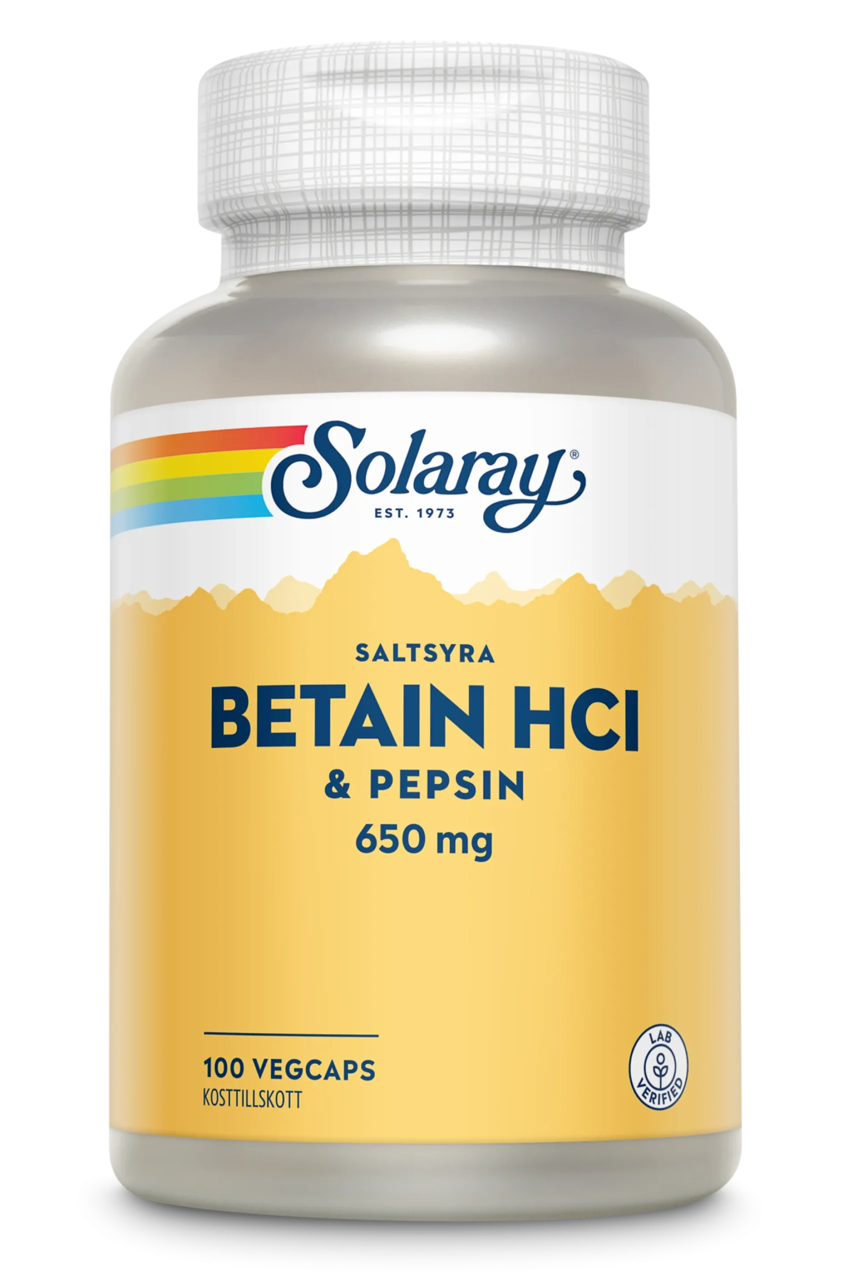 Solaray Betain HCI & Pepsin 100 kapslar