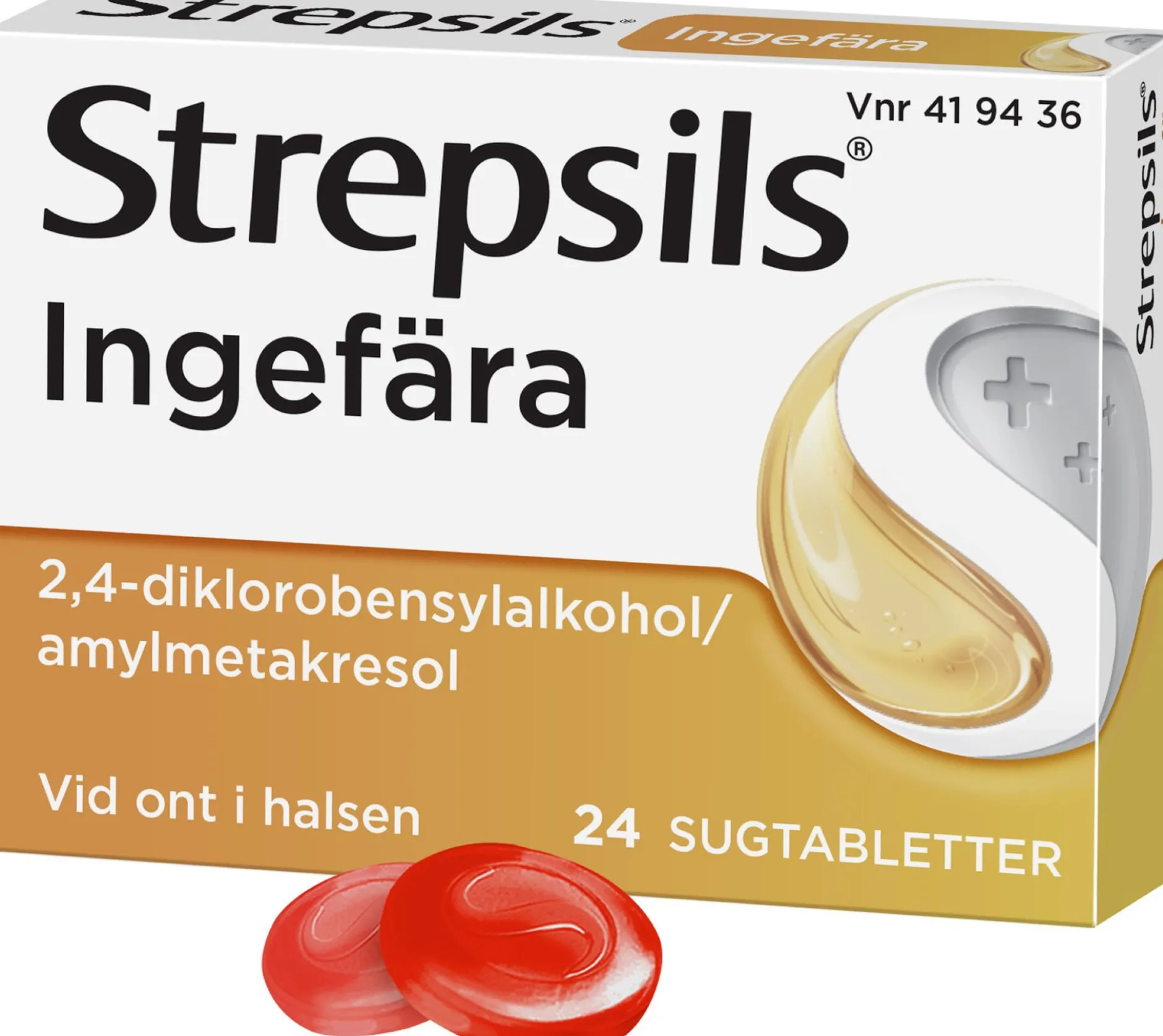 Strepsils Ingefära 24 sugtabletter