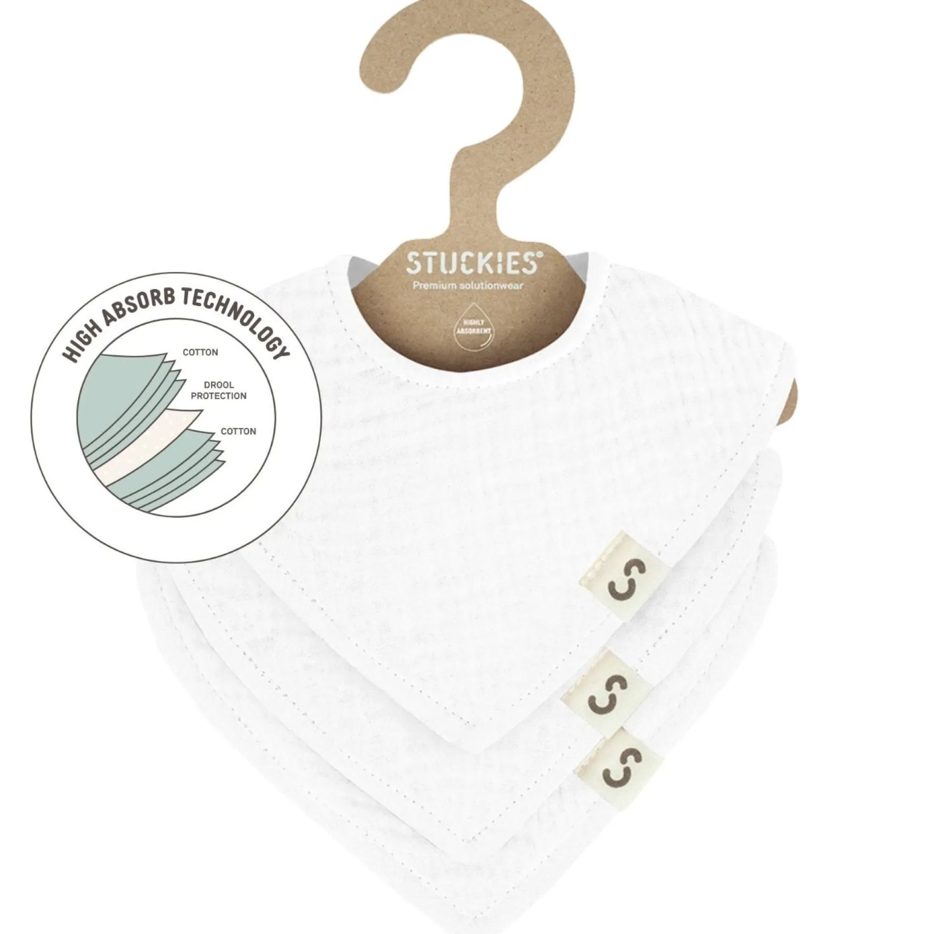 Stuckies Högabsorberande dregglisar White 3-pack