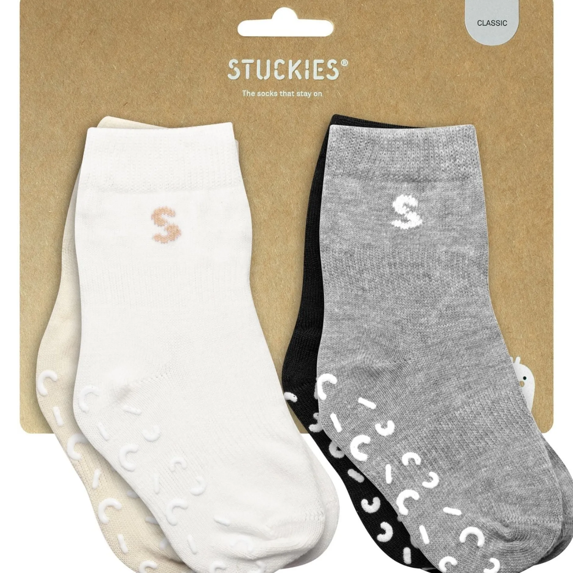 Stuckies Strumpor i bomull Classic 22/24 Anti-Slip 4-pack