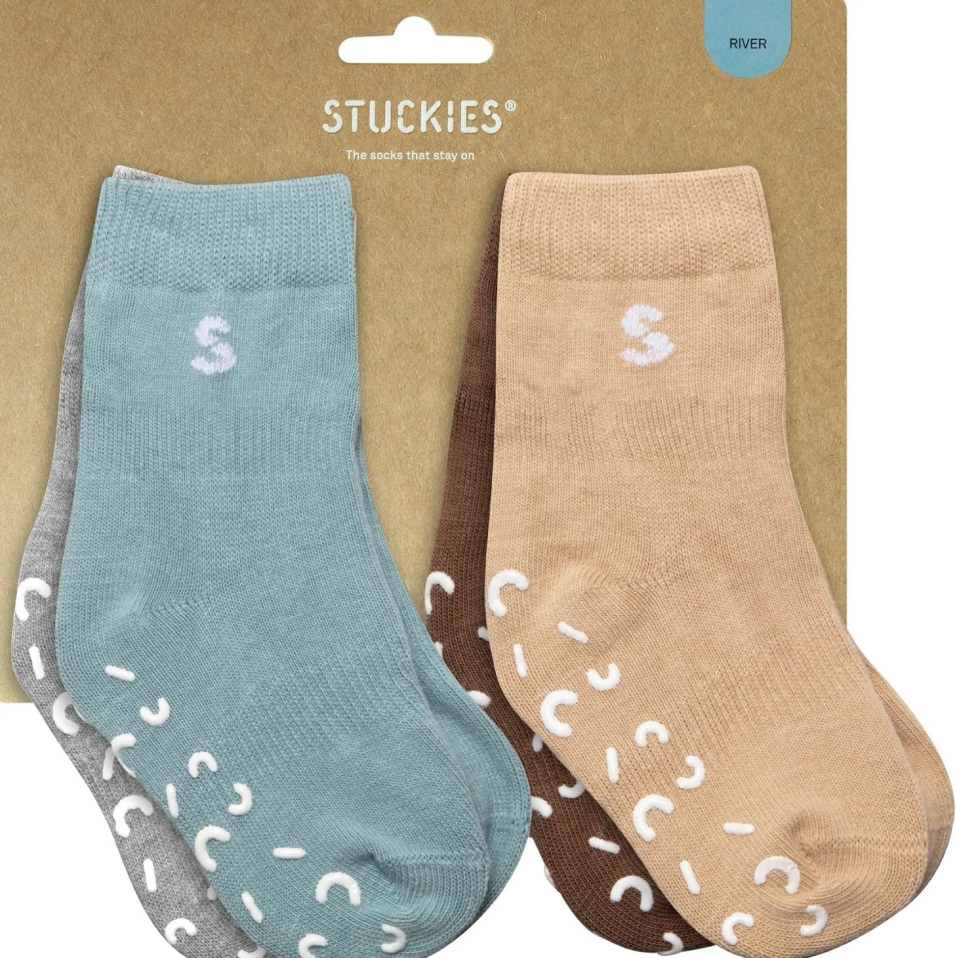 Stuckies Strumpor i bomull River 19/21 Anti-Slip 4-pack