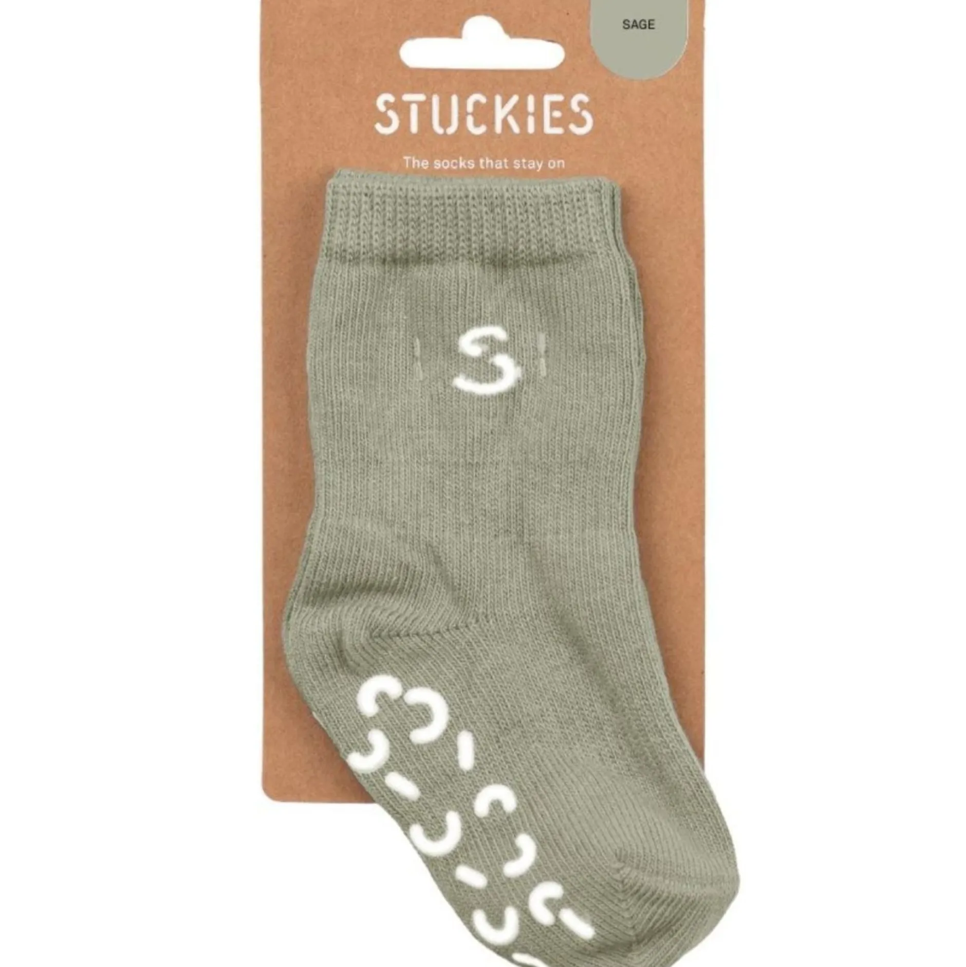 Stuckies Strumpor i bomull Sage 22/24 Anti-Slip 1-pack