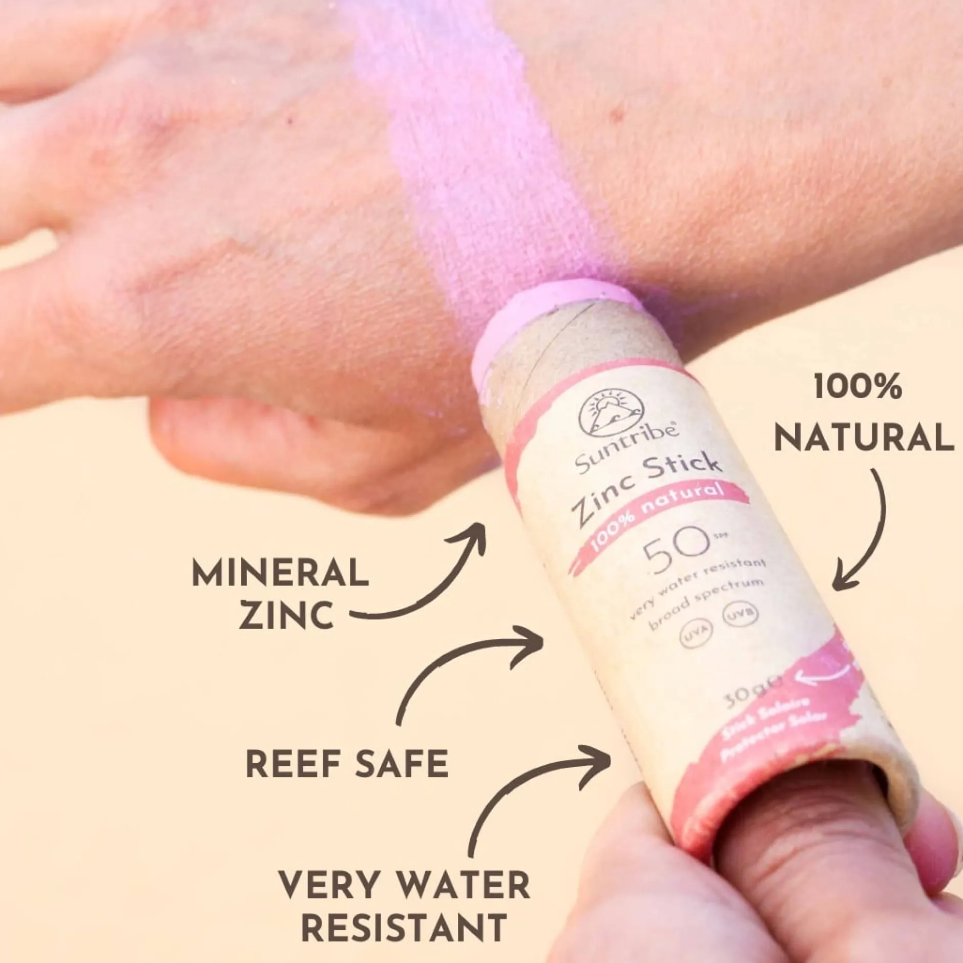 Suntribe All Natural Sport Zinc Stick SPF50 Retro Red 30g