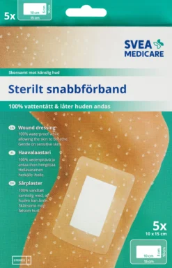 Svea Medicare 100% Vattentätt Sterilt Snabbförband 10 x 15 cm 5 st