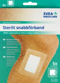 Svea Medicare 100% Vattentätt Sterilt Snabbförband 10 x 10 cm 5 st