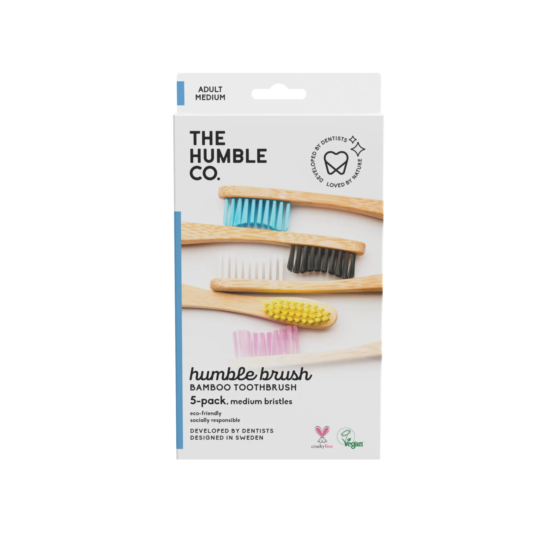 The Humble Co. Bambutandborstar Mjuk5-pack - Blandade färger