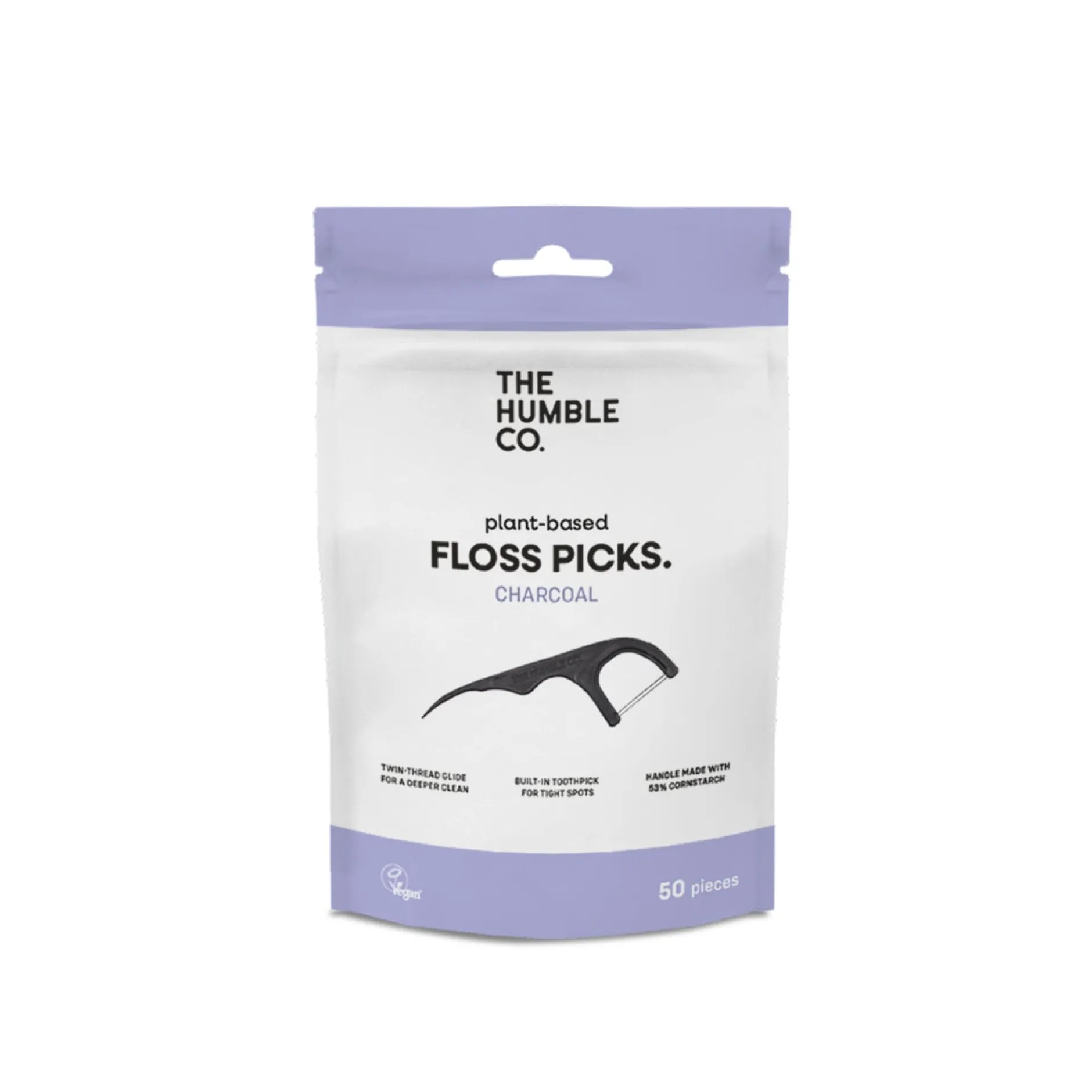 The Humble Co. Floss Picks Original Tandtrådsbyglar Charcoal 50 st