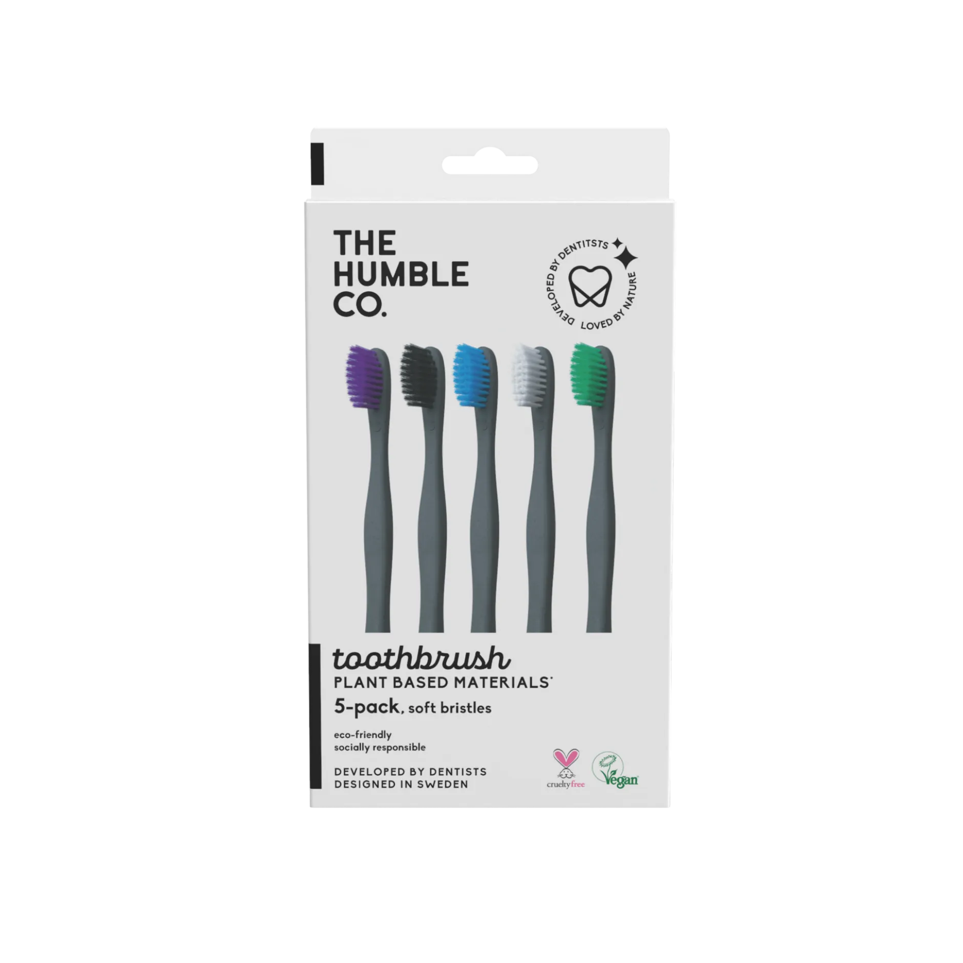The Humble Co. Växtbaserade Tandborstar 5-pack - Blandade färger