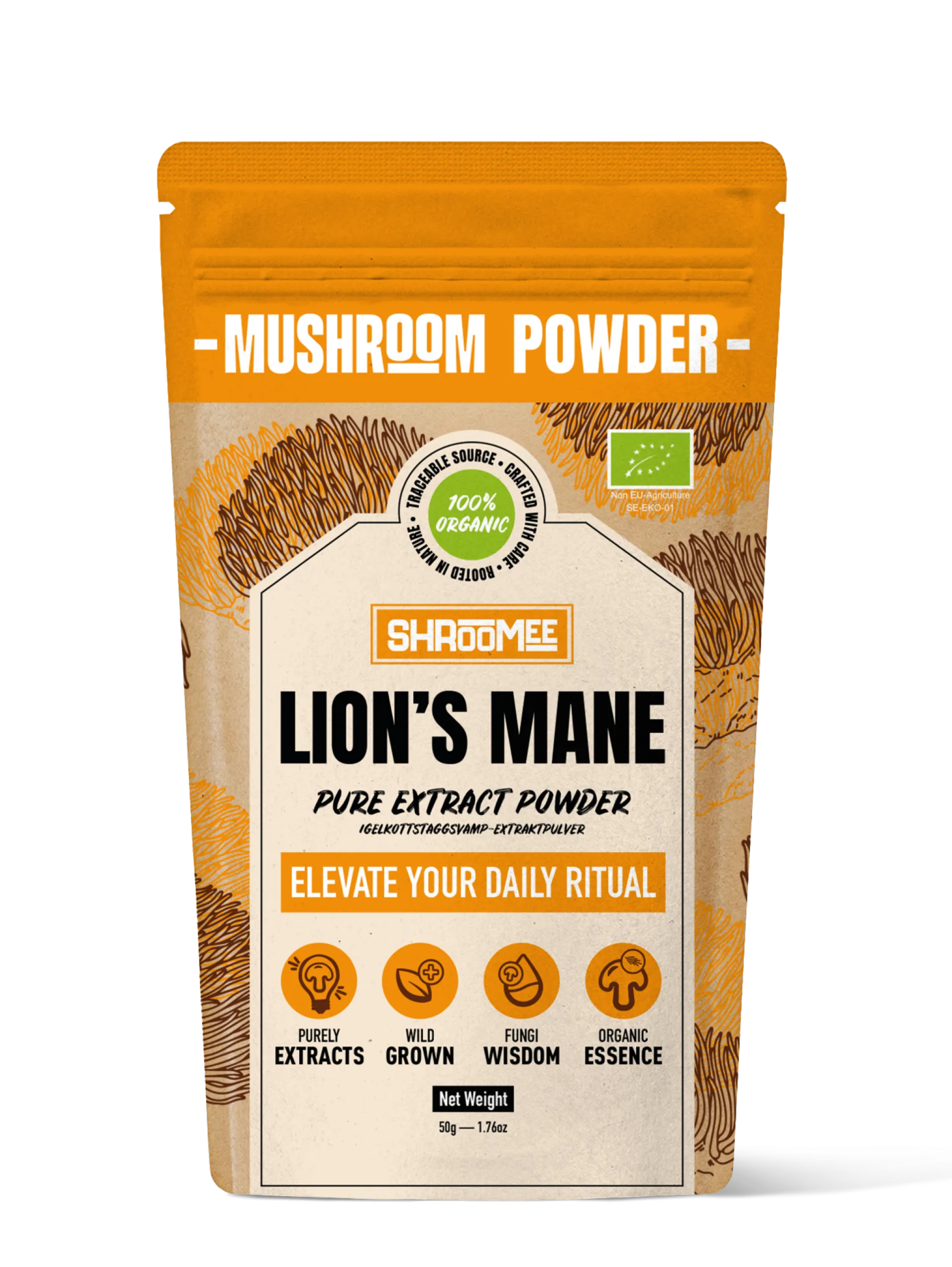 The Organic Labs Lion’s Mane-extraktpulver Igelkottstagsvamp 50 g
