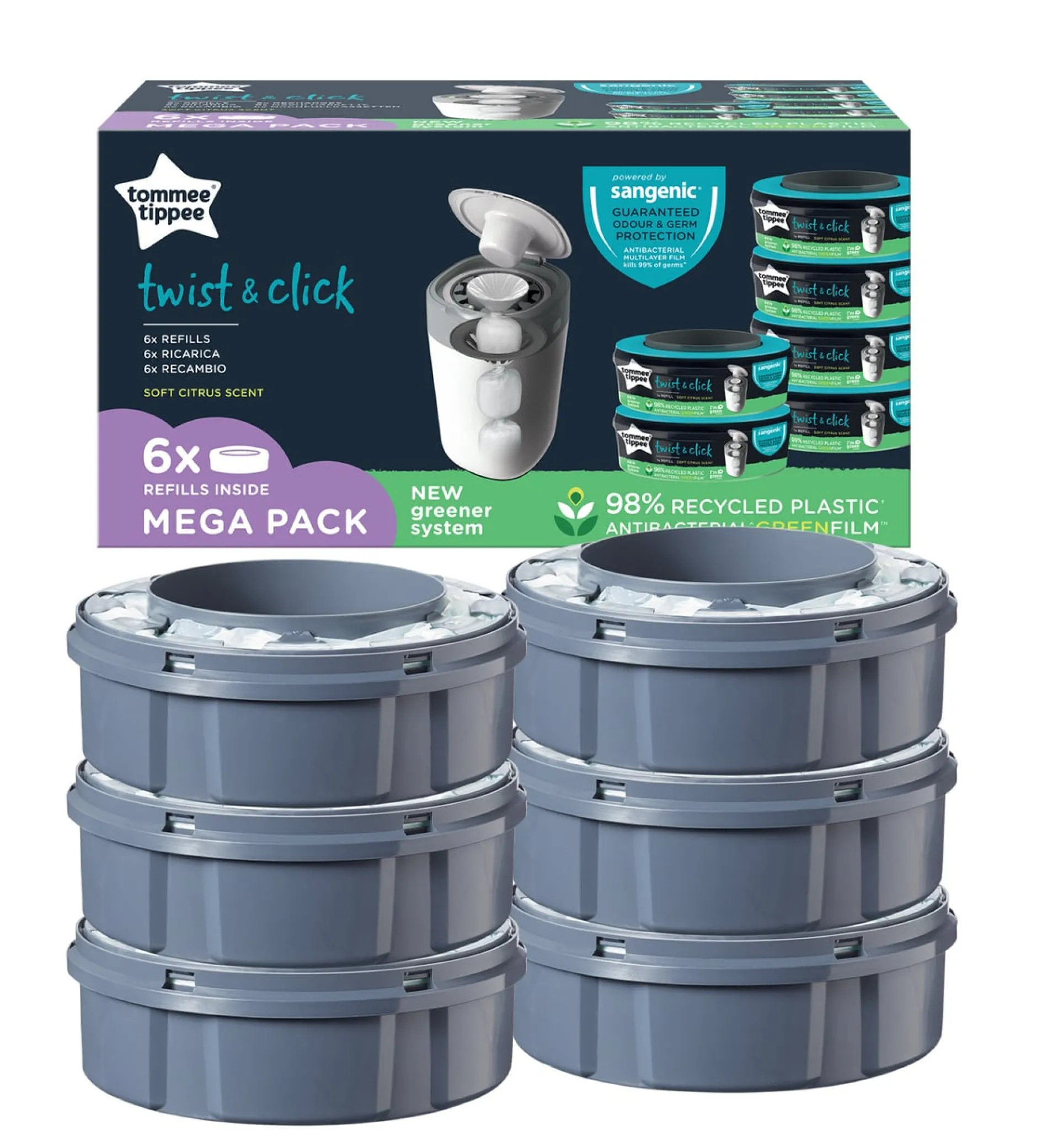 Tommee Tippee Sangenic Twist & Click Refill 6 st