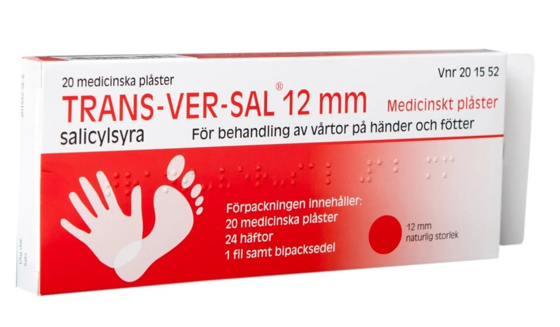 Trans-Ver-Sal medicinskt plåster 12 mm, 20st