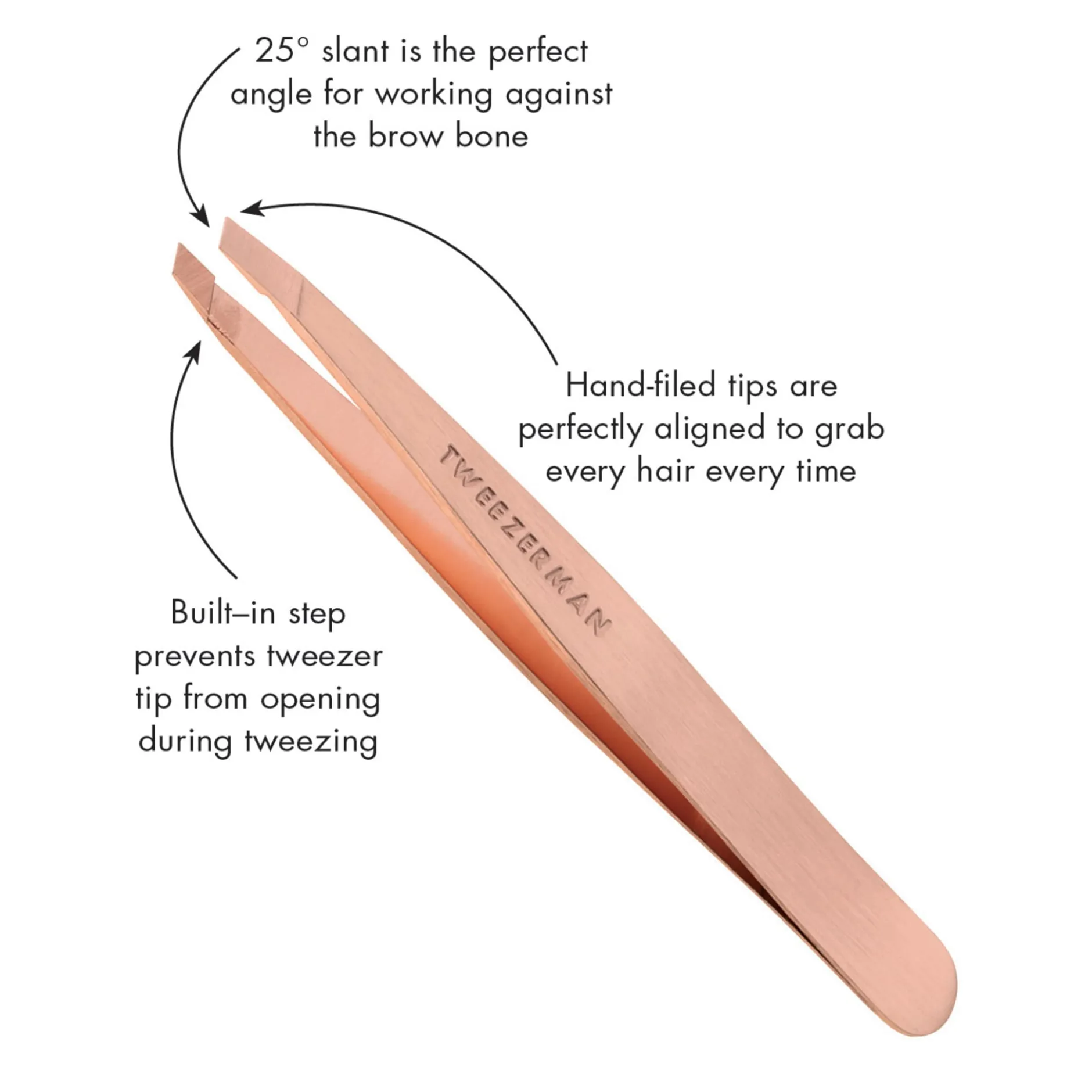 TWEEZERMAN Slant Tweezer Rose Gold 1st