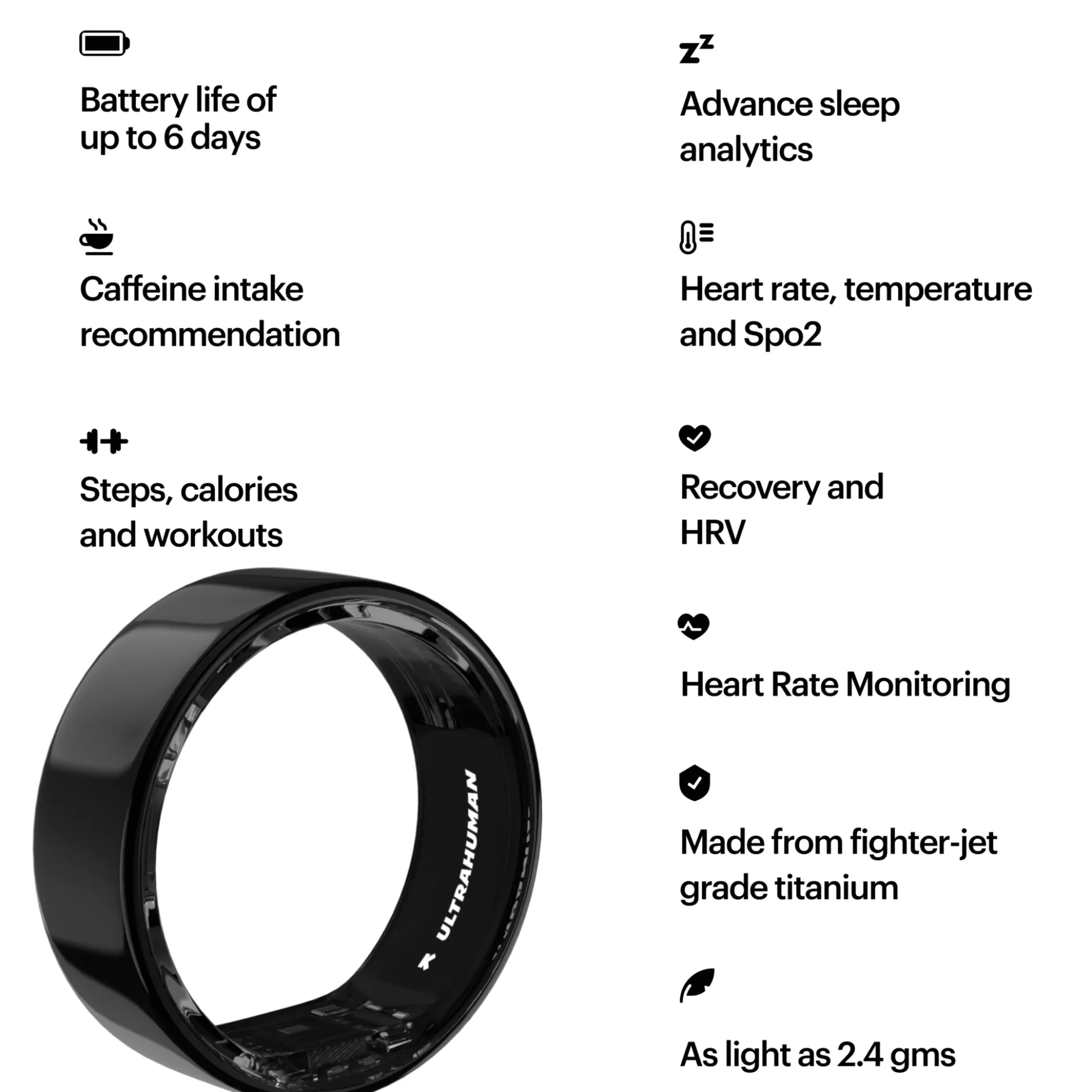 Ultrahuman Ring Air - Size-06 - Aster Air Black