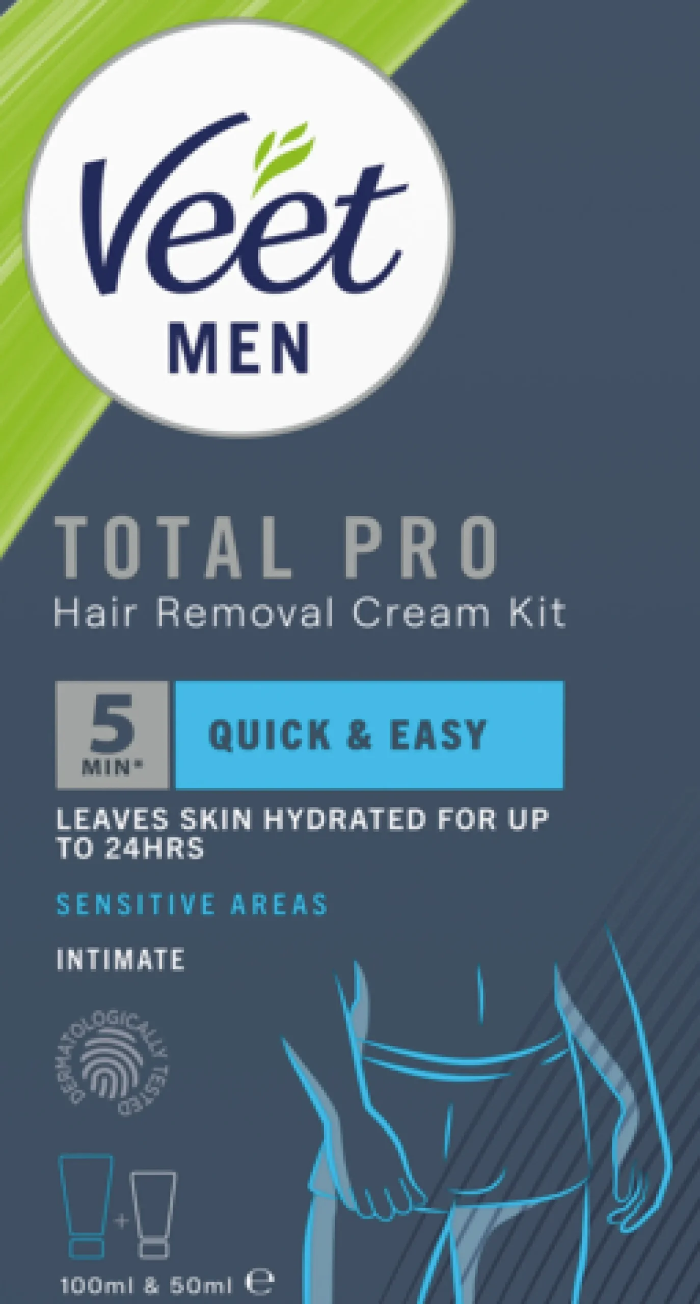 Veet Men Intimate Hair Removal Kit Hårborttagningskräm 100 ml & Aftercare Balm 50 ml