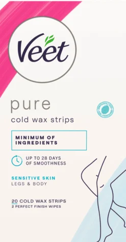 Veet Pure Cold Wax Strips Leg & Body Sensitive Skin 20 st