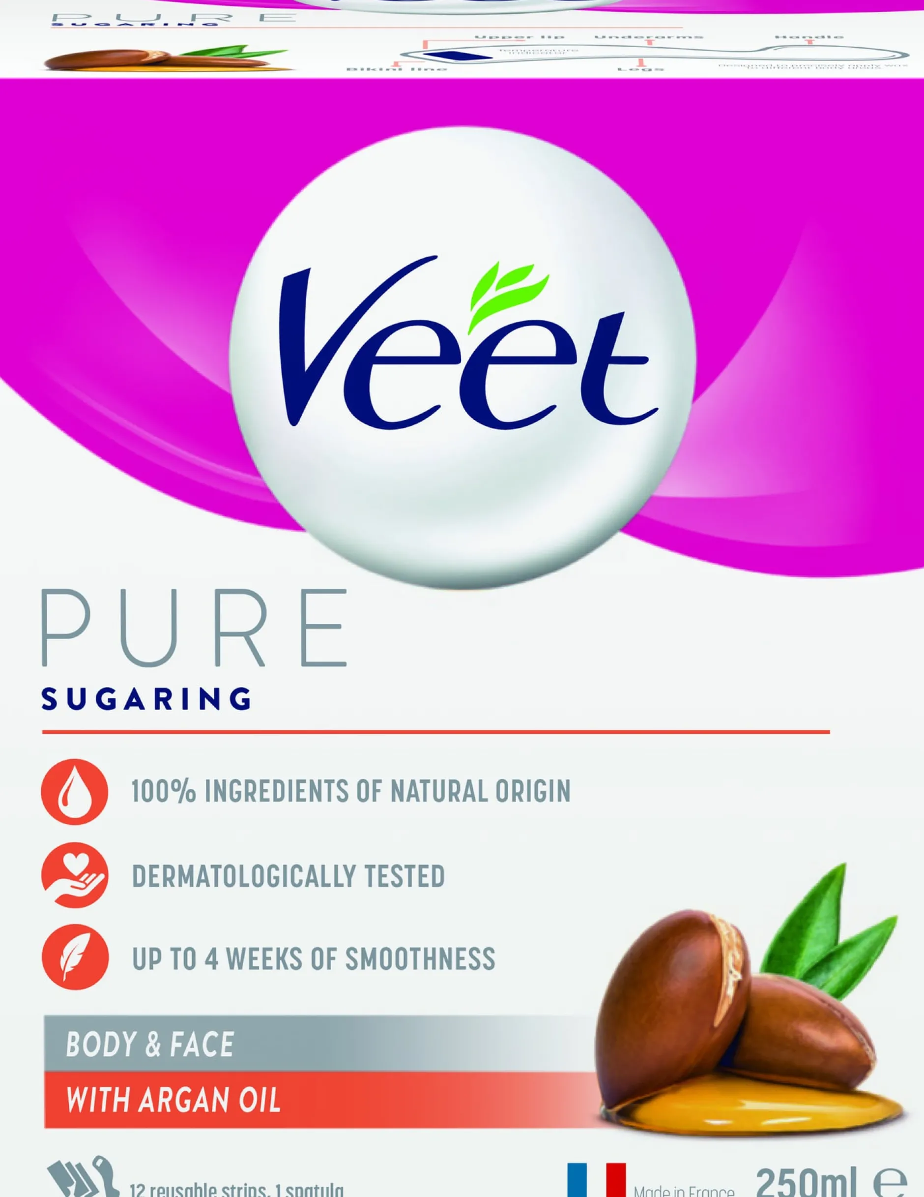 Veet Pure Sugaring Warm Wax Argan Oil Body & Face 250 ml