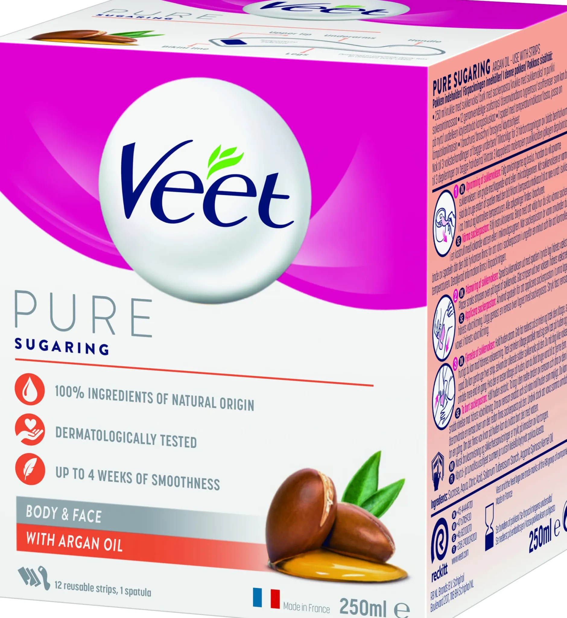 Veet Pure Sugaring Warm Wax Argan Oil Body & Face 250 ml