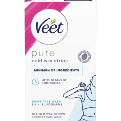 Veet Pure Vaxremsor Cold wax bikini & underarm Sensitive 16 st