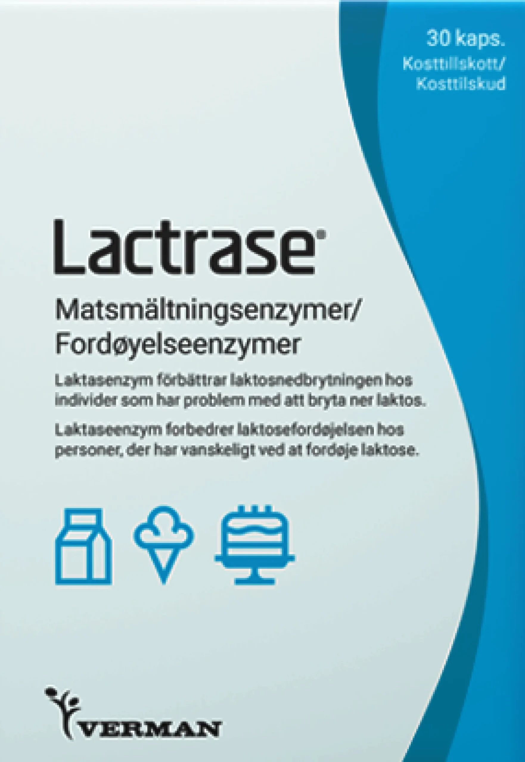Verman Lactrase Laktasenzym 30 kapslar