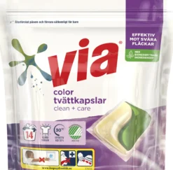Via Clean+Care Tvättkapslar Color Svanenmärkt 14 st
