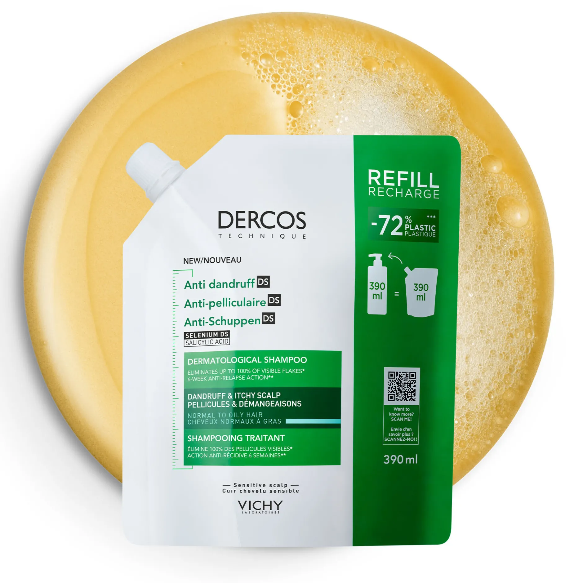 Vichy Dercos Anti-Dandruff Shamp Norm/Oily Refil 390 ml